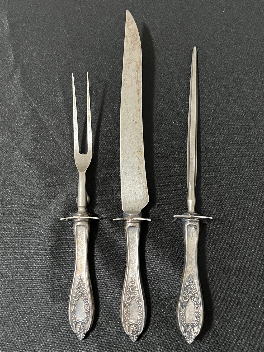 Antique Silver Plate 3 Piece Carving Set
